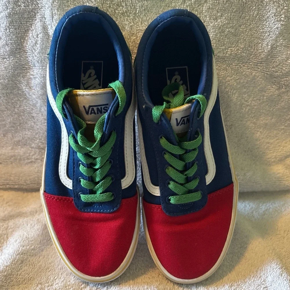 Vans Old Skool Primary Block Multi Color Red Blue Green Yellow Kids Sneakers